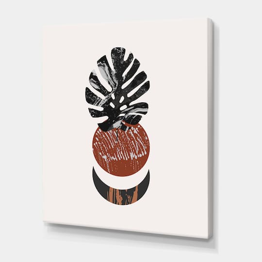Designart - Abstact Minimal Sun, Moon & Tropical Palm Leaf II